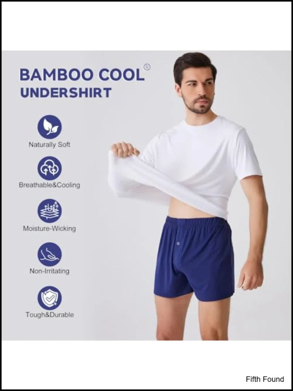 3 Pack Mens Bamboo Undershirts Crew Neck Moisture Wicking Stretchy Breathable